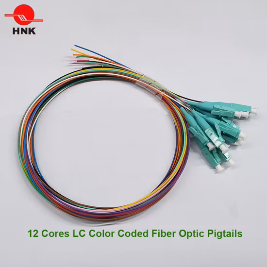 12 coletas de fibra óptica codificadas por colores Sc LC Sm APC Om3 Om4 de 12 núcleos