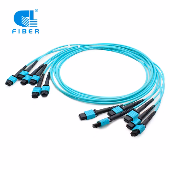 Cable troncal de fibra óptica MTP 24 fibra multi del cordón de conexión MPO del puente 50/125 de la base Om3 Om4 del modo 12